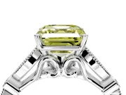 Solitaire Engagement Ring Setting for Fancy Yellow Asscher Cut Center with Marquise and Bezel Accents and Prong Head in Platinum
