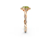 Halo Engagement Ring Setting for Fancy Yellow Round Cut Center with Pave and Plain Twist Band and Prong Head in Rose Gold