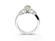 Leaf Cluster Engagement Ring Setting for Fancy Yellow Marquise Center with Marquise Accents and Prong Head in Platinum