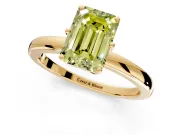 Solitaire Engagement Ring Setting for Fancy Yellow Emerald Cut Center with Plain Band and Tulip Prong Head in Yellow Gold
