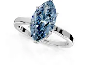 Hidden Halo Engagement Ring Setting for Fancy Blue Marquise Center with Wide Flat Plain Band and Prong Head in Platinum