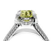 Solitaire Engagement Ring Setting for Fancy Yellow Round Cut Center with Accented Split Shank and Prong Head in Sterling Silver