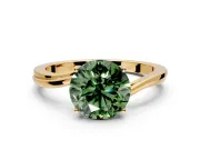 Solitaire Engagement Ring Setting for Fancy Green Round Cut Center with Plain Bypass Twist Band and Prong Head in Yellow Gold