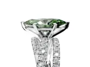 Solitaire Engagement Ring Setting for Fancy Green Marquise Center with Woven 3-Strand Pave Band and Prong Head in White Gold