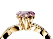 Solitaire Engagement Ring Setting for Fancy Pink Heart-Shaped Center with Half-Pave Crossover Band and Prong Head in Yellow Gold