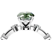 Solitaire Engagement Ring Setting for Fancy Green Oval Center with Bezel Station Band and Prong Head in Platinum