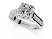 Solitaire Engagement Ring Setting for Cushion Cut Center with Channel Band and Double Claw Prong Head in Platinum