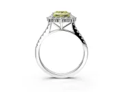 Halo Engagement Ring Setting for Fancy Yellow Princess Cut Center with Single-Row Pave, Open Basket and Prong Head in White Gold