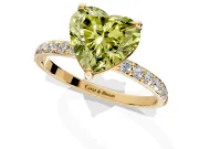 Solitaire Engagement Ring Setting for Fancy Yellow Heart-Shaped Center with Pave Accents and Prong Head in Yellow Gold