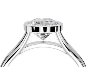 Solitaire Engagement Ring Setting for Cushion Cut Center with V Split Shank and Bezel Head in Platinum