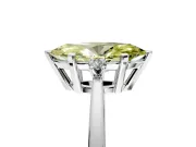3 Stone Engagement Ring Setting for Fancy Yellow Marquise Center with Low-Set Round Cut Accents and Prong Head in Platinum