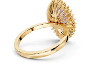 Halo Engagement Ring Setting for Fancy Pink Marquise Center with Milgrain Bezel Rim, Plain Band and Prong Head in Yellow Gold