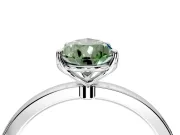 Solitaire Engagement Ring Setting for Fancy Green Pear-Shaped Center with Thin Rounded Plain Band and Prong Head in Sterling Silver
