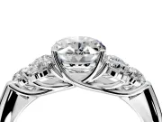 Cluster Engagement Ring Setting for Oval Center with Round Cut Accent Frame and Prong Head in Platinum