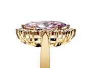 Starburst Halo Engagement Ring Setting for Fancy Pink Marquise Center with Flat Cathedral Band and Prong Head in Yellow Gold