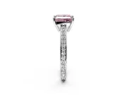 Solitaire Engagement Ring Setting for Fancy Pink Princess Cut Center with Channel-Set Accent Band and Prong Head in White Gold