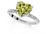 Solitaire Engagement Ring Setting for Fancy Yellow Heart-Shaped Center with Micro Pave Band and Prong Head in Platinum