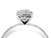 Solitaire Engagement Ring Setting for Radiant Cut Center with Channel Baguette Band and Prong Head in Sterling Silver