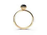 Hidden Halo Engagement Ring Setting for Fancy Black Marquise Center with Pave Band and Prong Head in Yellow Gold