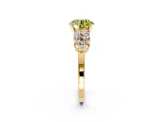 Cluster Engagement Ring Setting for Fancy Yellow Round Cut Center with 2-Row Shoulder Clusters and Prong Head in Yellow Gold