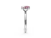 Hidden Halo Engagement Ring Setting for Fancy Pink Oval Center with Thin Round-Wire Band and Prong Head in Platinum