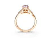 Solitaire Engagement Ring Setting for Fancy Pink Marquise Center with Pave Rail Split Shank and Prong Head in Rose Gold