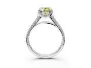 Solitaire Engagement Ring Setting for Fancy Yellow Oval Center with Accented Split Shank and Prong Head in Platinum