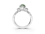 3 Stone Engagement Ring Setting for Fancy Green Marquise Center with Pave Twist Band and Prong Head in Platinum