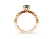 Solitaire Engagement Ring Setting for Fancy Green Oval Center with Bezel-Dot Beaded Band and Prong Head in Rose Gold