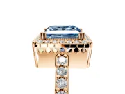 Halo Engagement Ring Setting for Fancy Blue Princess Cut Center with Inner Milgrain Border and Prong Head in Rose Gold