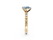 Solitaire Engagement Ring Setting for Fancy Blue Pear-Shaped Center with Bezel-Dot Beaded Band and Prong Head in Yellow Gold