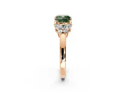 Solitaire Engagement Ring Setting for Fancy Green Cushion Cut Center with Marquise Flower Shoulders and Prong Head in Rose Gold