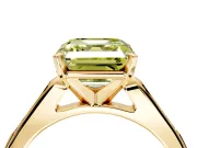 Solitaire Engagement Ring Setting for Fancy Yellow Asscher Cut Center with Channel Accents and Prong Head in Yellow Gold