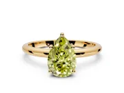 Hidden Halo Engagement Ring Setting for Fancy Yellow Pear-Shaped Center with Thin Round-Wire Band and Prong Head in Yellow Gold