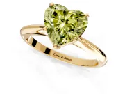 Solitaire Engagement Ring Setting for Fancy Yellow Heart-Shaped Center with Knife Ridge Band and Claw Prong Head in Yellow Gold