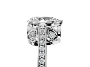 Cathedral Engagement Ring Setting for Pear-Shaped Center with Antique-Style Pave Band and Prong Head in Sterling Silver