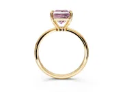 Minimalist Solitaire Engagement Ring Setting for Fancy Pink Princess Cut Center with Thin Band and Prong Head in Yellow Gold