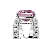 Solitaire Engagement Ring Setting for Fancy Pink Asscher Cut Center with Wide-Open Split Shank and Prong Head in Sterling Silver