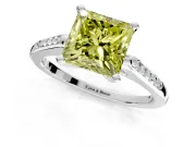 Solitaire Engagement Ring Setting for Fancy Yellow Princess Cut Center with Channel Accents and Prong Head in Platinum