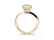 Solitaire Engagement Ring Setting for Asscher Cut Center with Plain Band and Tulip Prong Head in Yellow Gold