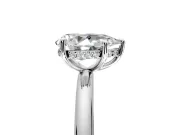 Hidden Halo Engagement Ring Setting for Pear-Shaped Center with Thin Rounded Band and Prong Head in White Gold