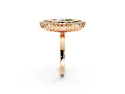 Halo Engagement Ring Setting for Fancy Green Marquise Center with Milgrain Bezel Rim, Plain Band and Prong Head in Rose Gold