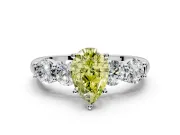 5 Stone Engagement Ring Setting for Fancy Yellow Pear-Shaped Center with Graduated Accents and Prong Head in Sterling Silver