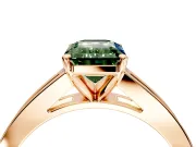 Solitaire Engagement Ring Setting for Fancy Green Emerald Cut Center with Princess Cut Channel Band and Prong Head in Rose Gold