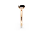 Hidden Halo Engagement Ring Setting for Fancy Black Oval Center with Thin Rounded Band and Prong Head in Rose Gold
