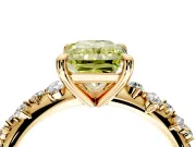 Solitaire Engagement Ring Setting for Fancy Yellow Radiant Cut Center with Trailing Leaf Accent Band and Prong Head in Yellow Gold