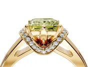 Solitaire Engagement Ring Setting for Fancy Yellow Princess Cut Center with Wide Band, Pave Collar and Prong Head in Yellow Gold