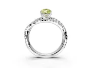Solitaire Engagement Ring Setting for Fancy Yellow Pear-Shaped Center with Woven 3-Strand Pave Band and Prong Head in Sterling Silver