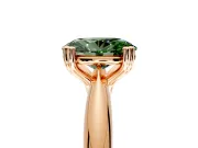 Solitaire Engagement Ring Setting for Fancy Green Oval Center with Reverse Tapered Band and Prong Head in Rose Gold