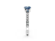 Solitaire Engagement Ring Setting for Fancy Blue Cushion Cut Center with Large Accents and Prong Head in Sterling Silver